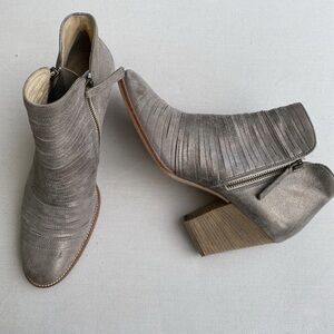 PAUL GREEN Malibu Sliced Zip Bootie NUBUCK EARTH METALLIC 6.5